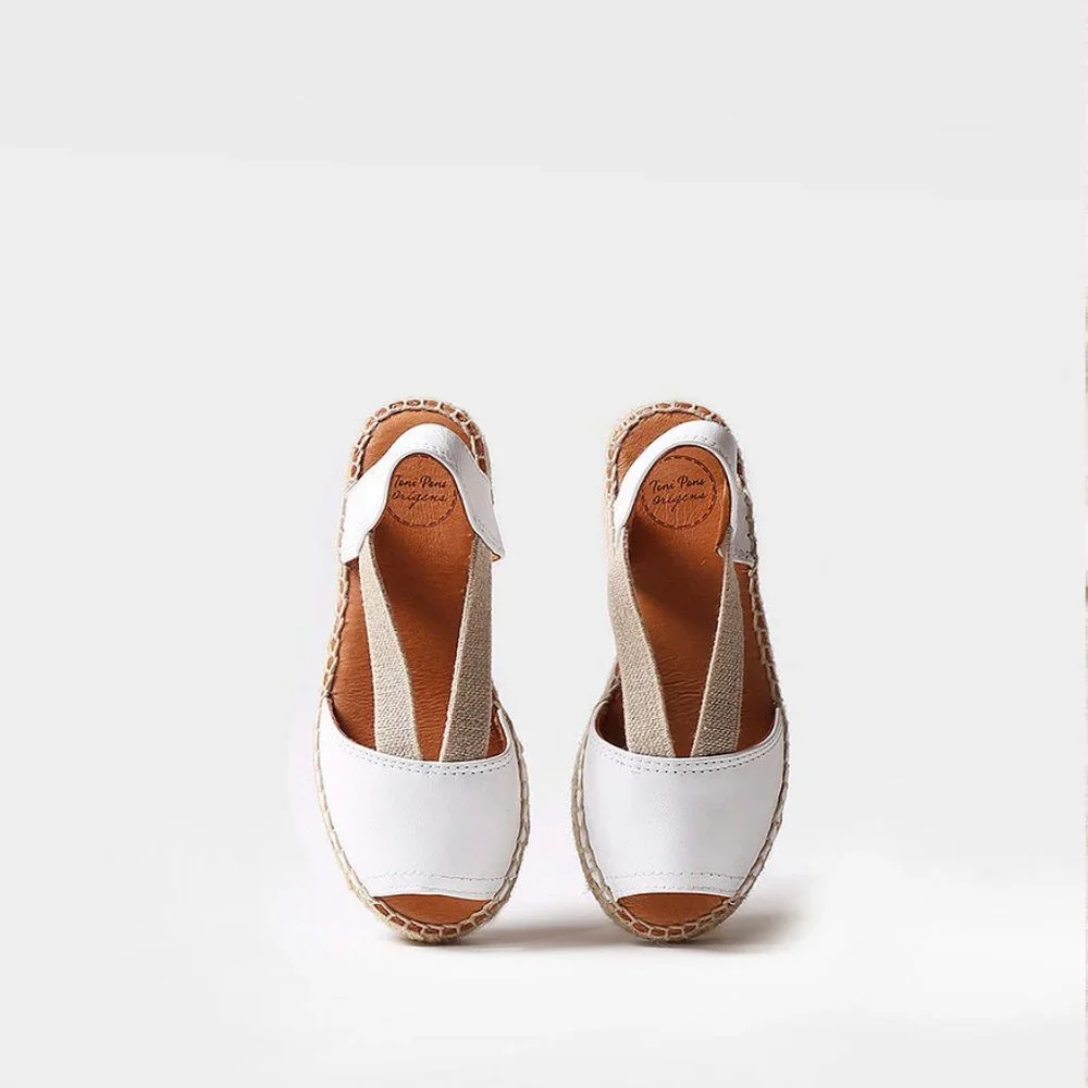 Toni Pons Girls Espardilla sandals with straps in White Leather  - ELI-P 13